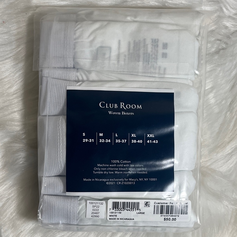 NWT Club Room Classic White Cotton Woven Boxers 4 Pack - Picture 5 of 8